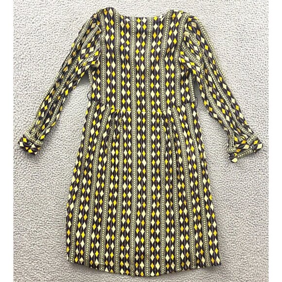 Label Ritu Kumar Shirt Dress  Snaps Button Front Tunic Aztec Purple Mustard - Picture 2 of 16